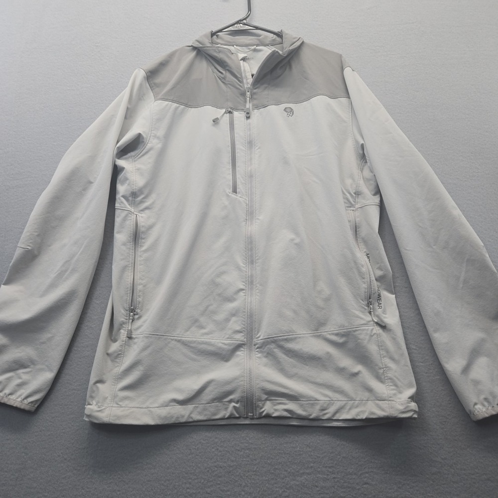 Mountain Hardwear Jacket Mens Medium Gray Light  Full Zip  Stretch Nylon Outdoor